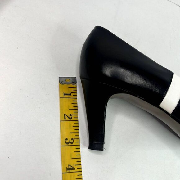 Connie Italian Leather White Cap Heel Pumps Black White Comfy Womens Designer - Picture 10 of 10